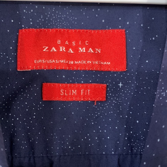 DARK BLUE ZARA MENS DRESS SHIRT - SIZE SMALL - Picture 2 of 7